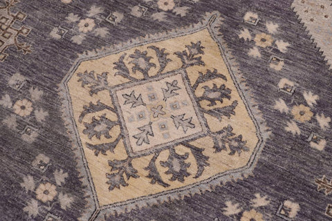 handmade Traditional Kafkaz Drk. Gray Ivory Hand Knotted RECTANGLE 100% WOOL area rug 12X17