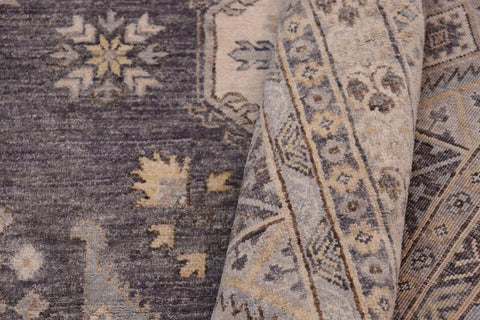 handmade Traditional Kafkaz Drk. Gray Ivory Hand Knotted RECTANGLE 100% WOOL area rug 12X17