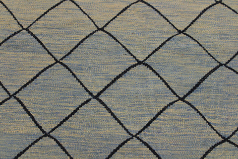 handmade Modern Kilim Lt. Blue Black Hand-Woven RECTANGLE 100% WOOL area rug 8 x 10