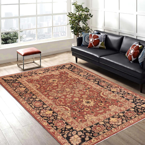 handmade Traditional Kafkaz Rust Blue Hand Knotted RECTANGLE 100% WOOL area rug 10' x 14'