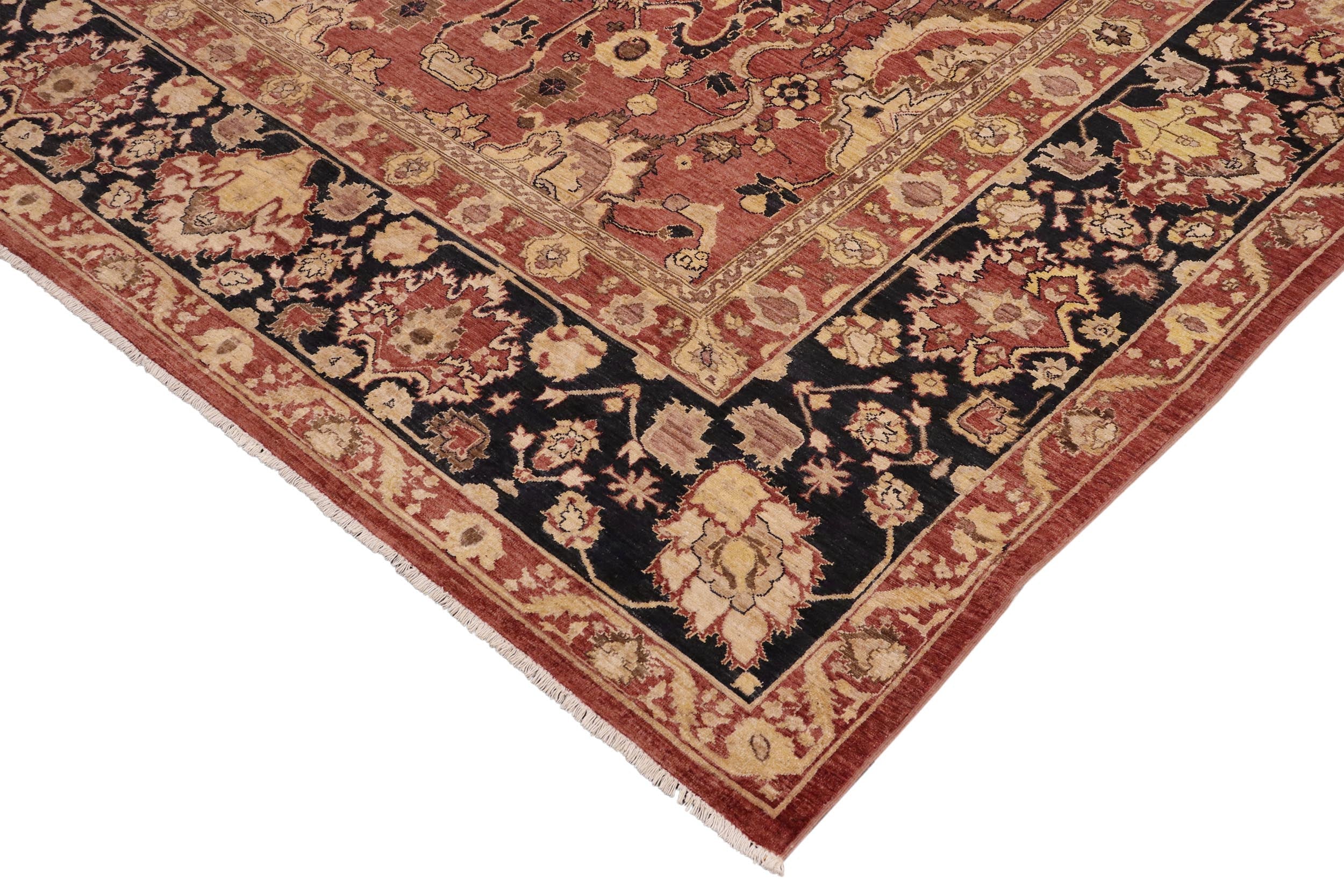 handmade Traditional Kafkaz Rust Blue Hand Knotted RECTANGLE 100% WOOL area rug 10' x 14'