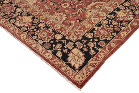 handmade Traditional Kafkaz Rust Blue Hand Knotted RECTANGLE 100% WOOL area rug 10' x 14'