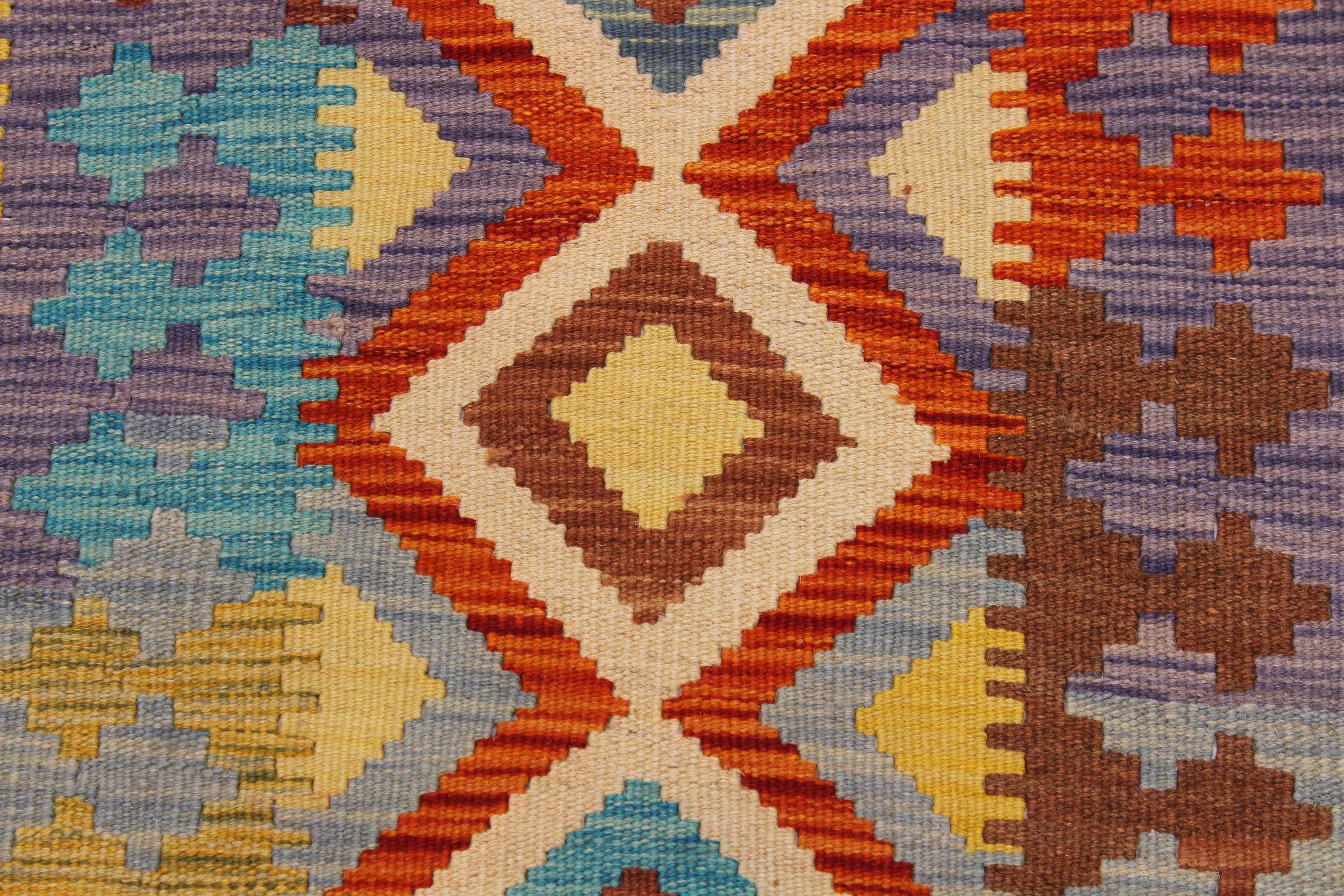 handmade Geometric Kilim Beige Gray Hand-Woven RECTANGLE 100% WOOL area rug 3' x 7'