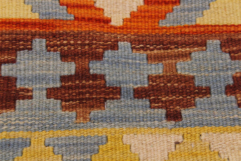 handmade Geometric Kilim Beige Gray Hand-Woven RECTANGLE 100% WOOL area rug 3' x 7'