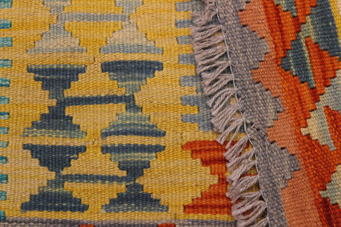 handmade Geometric Kilim Beige Gray Hand-Woven RECTANGLE 100% WOOL area rug 3' x 7'