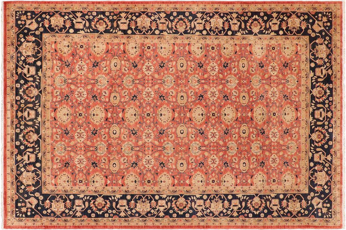 handmade Transitional Kafkaz Red Blue Hand Knotted RECTANGLE 100% WOOL area rug 10' x 13'