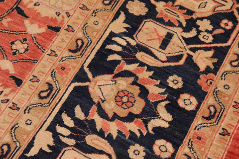 handmade Transitional Kafkaz Red Blue Hand Knotted RECTANGLE 100% WOOL area rug 10' x 13'