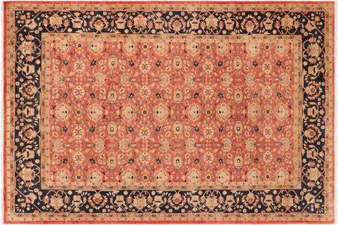 handmade Transitional Kafkaz Red Blue Hand Knotted RECTANGLE 100% WOOL area rug 10' x 13'