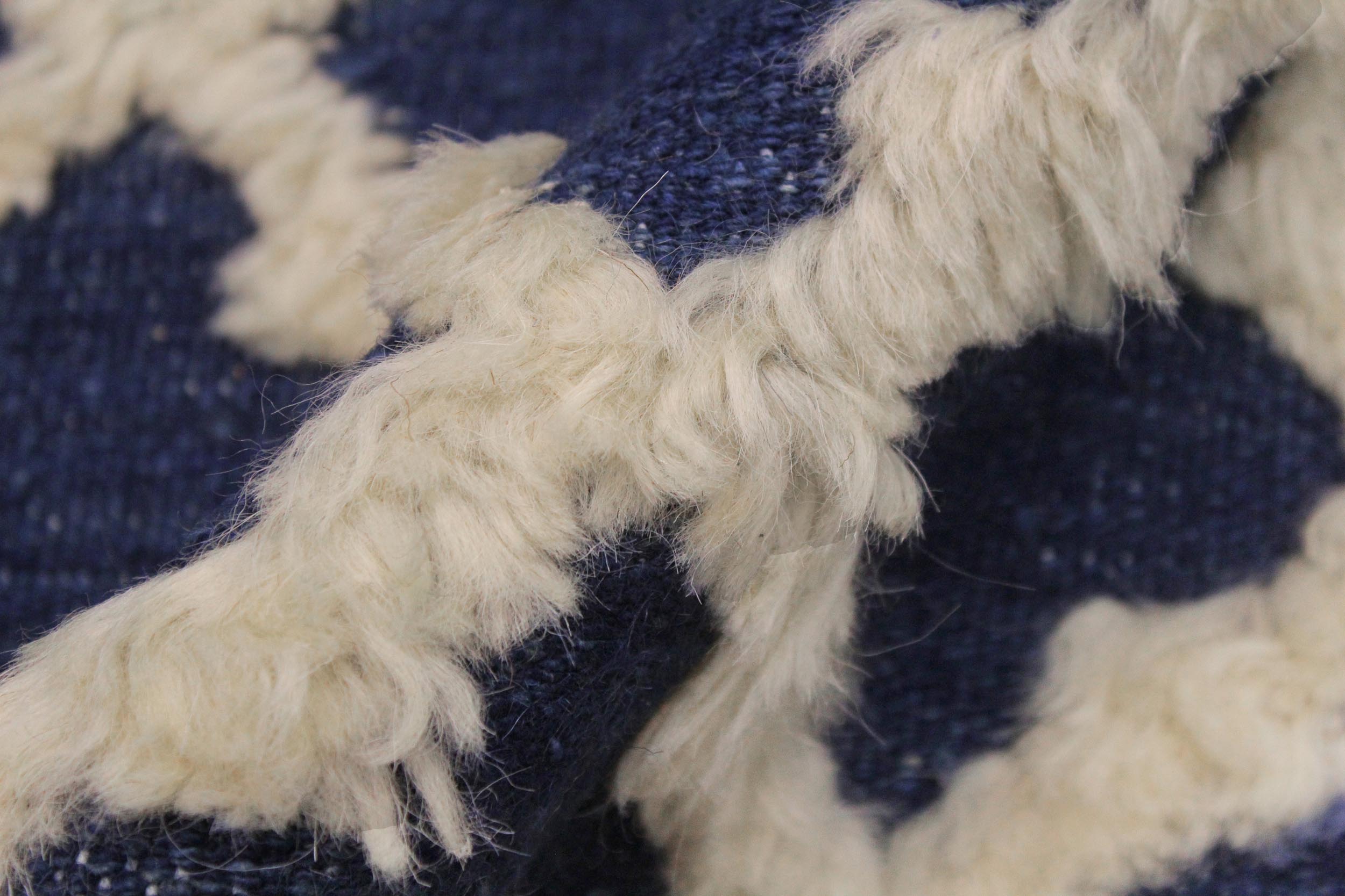 handmade Geometric Moroccan Hi Blue Ivory Hand Knotted RECTANGLE 100% WOOL area rug 6' x 9'