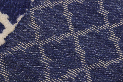 handmade Geometric Moroccan Hi Blue Ivory Hand Knotted RECTANGLE 100% WOOL area rug 10' x 12'