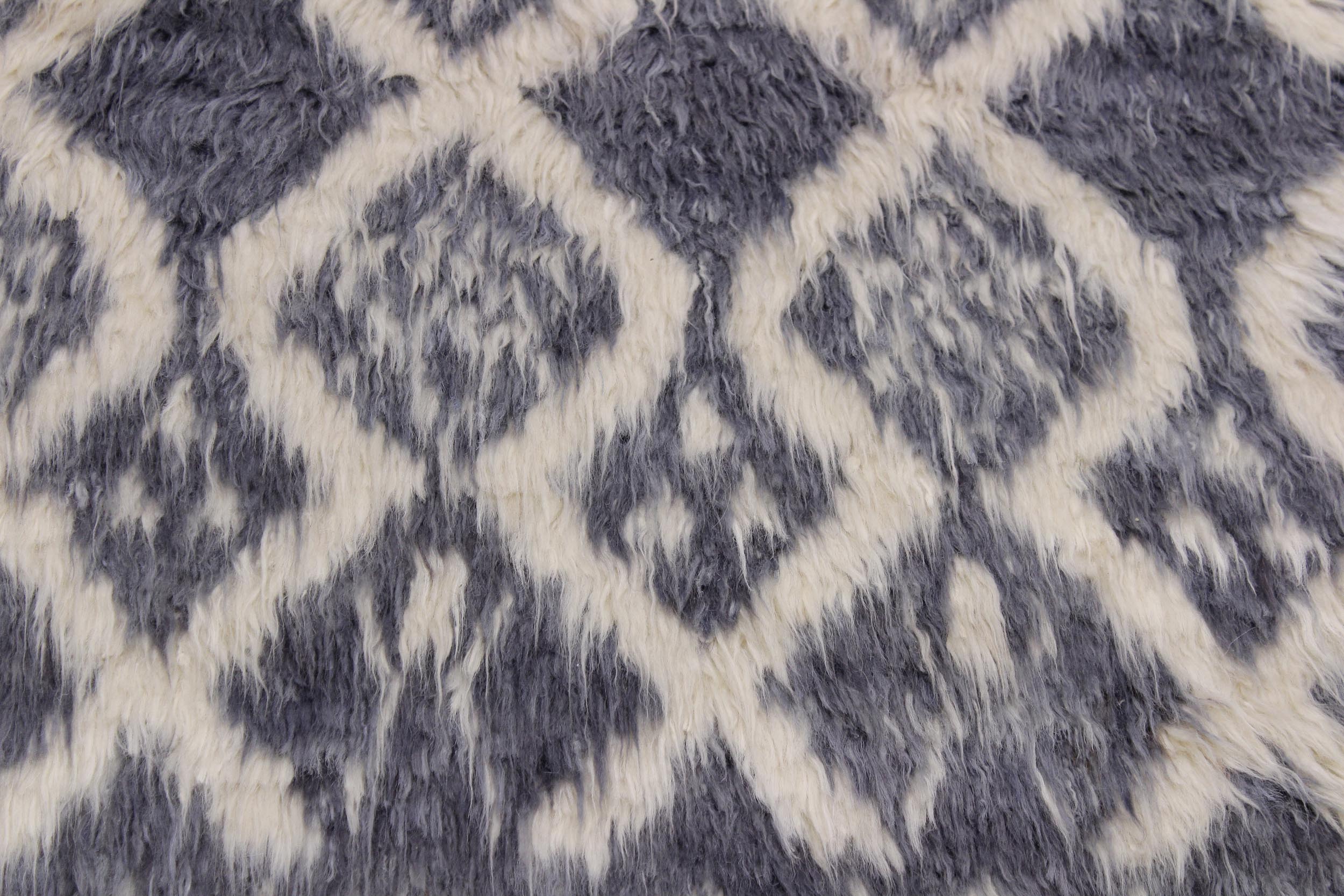 handmade Geometric Moroccan Gray Ivory Hand Knotted RECTANGLE 100% WOOL area rug 3' x 5'