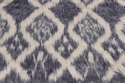 handmade Geometric Moroccan Gray Ivory Hand Knotted RECTANGLE 100% WOOL area rug 3' x 5'