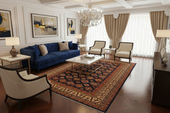 handmade Geometric Super Kazak Blue Beige Hand Knotted RECTANGLE 100% WOOL area rug 9X12