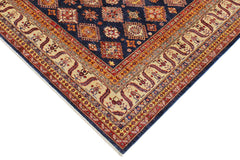 handmade Geometric Super Kazak Blue Beige Hand Knotted RECTANGLE 100% WOOL area rug 9X12