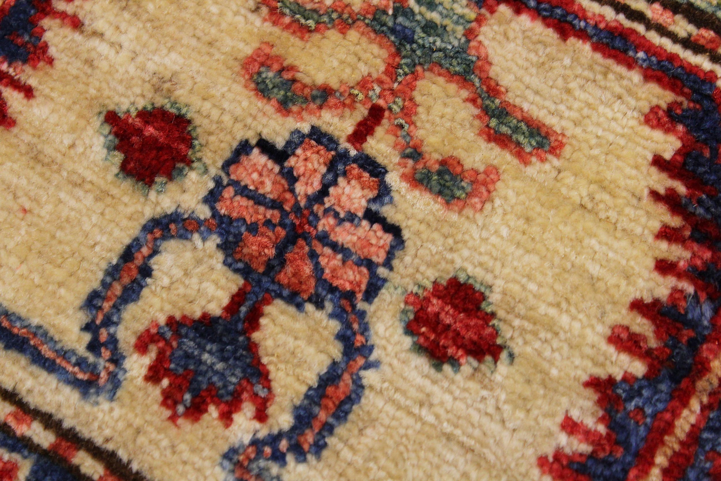 handmade Geometric Super Kazak Blue Beige Hand Knotted RECTANGLE 100% WOOL area rug 9' x 12'