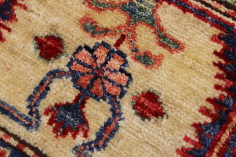 handmade Geometric Super Kazak Blue Beige Hand Knotted RECTANGLE 100% WOOL area rug 9' x 12'