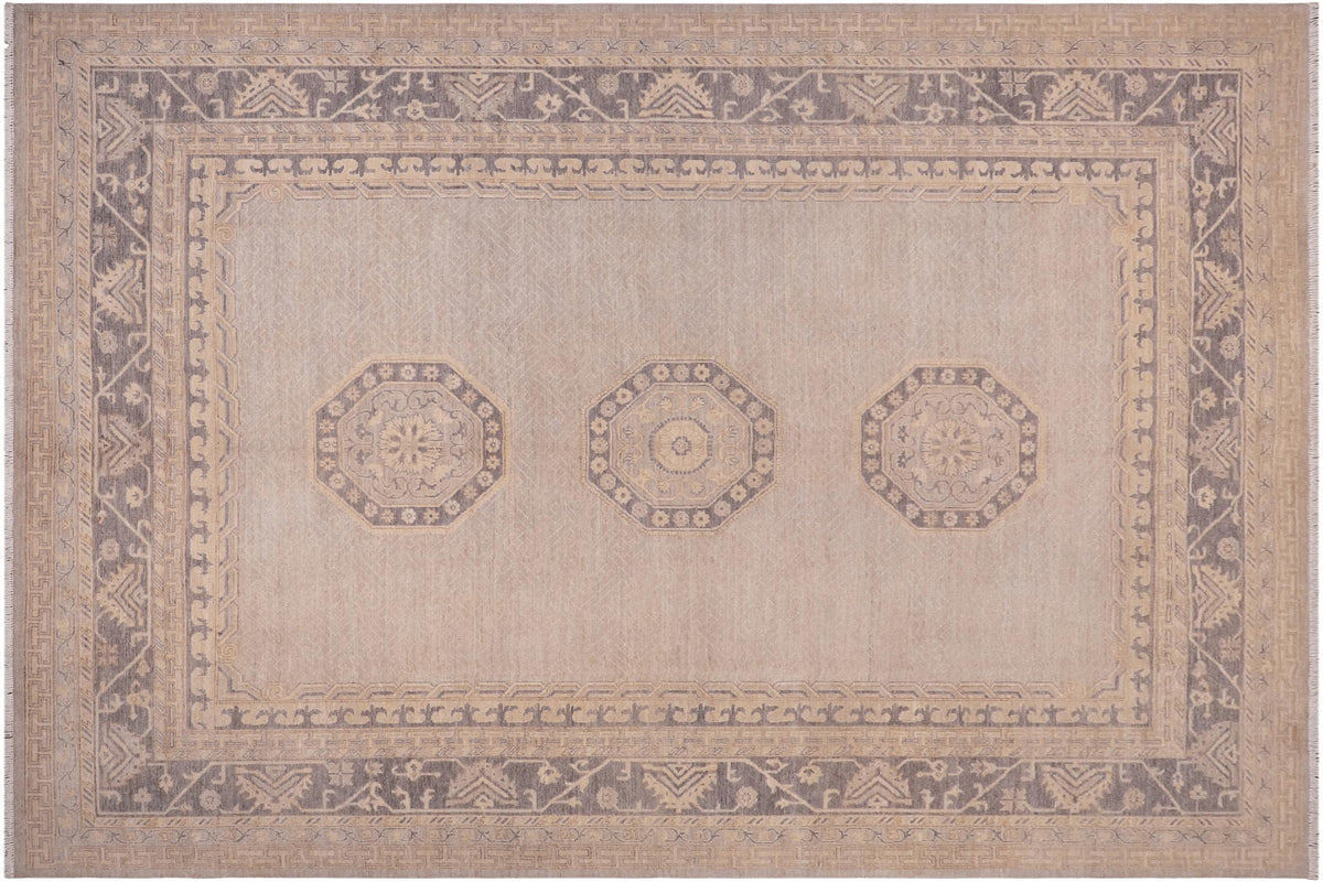 handmade Traditional Kafkaz Lt. Gray Drk. Gray Hand Knotted RECTANGLE 100% WOOL area rug 9' x 12'