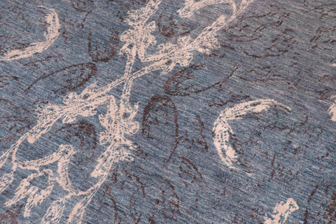 handmade Modern Kafkaz Lt. Blue Ivory Hand Knotted RECTANGLE 100% WOOL area rug 9' x 12'