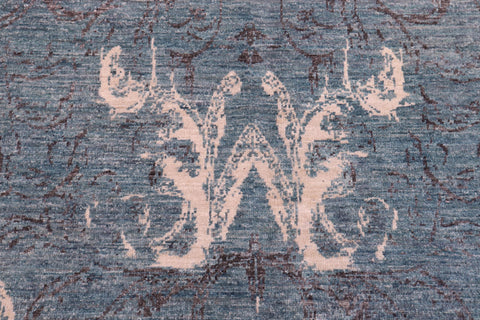handmade Modern Kafkaz Lt. Blue Ivory Hand Knotted RECTANGLE 100% WOOL area rug 9' x 12'
