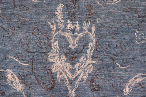 handmade Modern Kafkaz Lt. Blue Ivory Hand Knotted RECTANGLE 100% WOOL area rug 9' x 12'