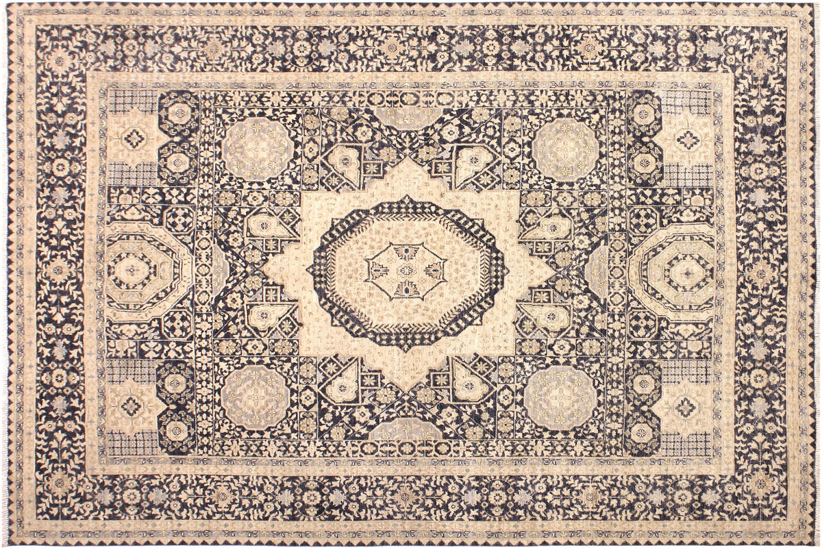 handmade Geometric Mamluk Tan Black Hand Knotted RECTANGLE 100% WOOL area rug 8 x 10