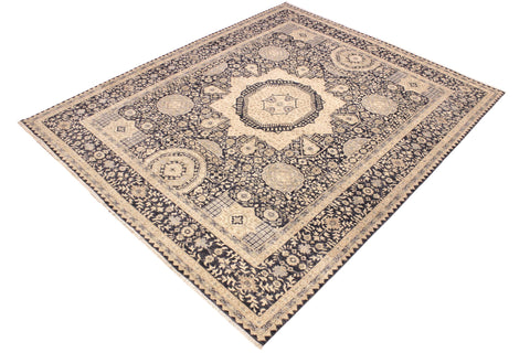 handmade Geometric Mamluk Tan Black Hand Knotted RECTANGLE 100% WOOL area rug 8 x 10