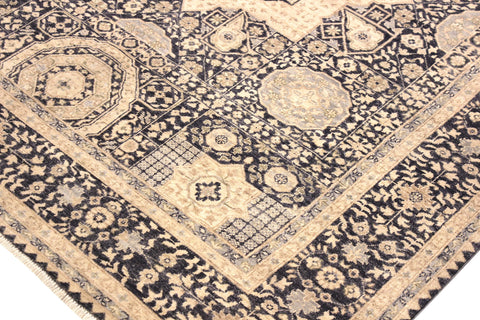 handmade Geometric Mamluk Tan Black Hand Knotted RECTANGLE 100% WOOL area rug 8 x 10