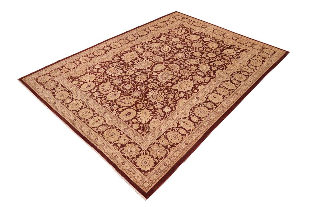 handmade Transitional Kafkaz Brown Beige Hand Knotted RECTANGLE 100% WOOL area rug 10 x 14