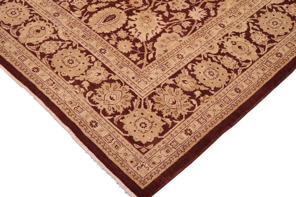 handmade Transitional Kafkaz Brown Beige Hand Knotted RECTANGLE 100% WOOL area rug 10 x 14