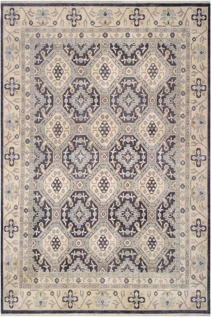 handmade Traditional Kafkaz Drk. Gray Ivory Hand Knotted RECTANGLE 100% WOOL area rug 12X14