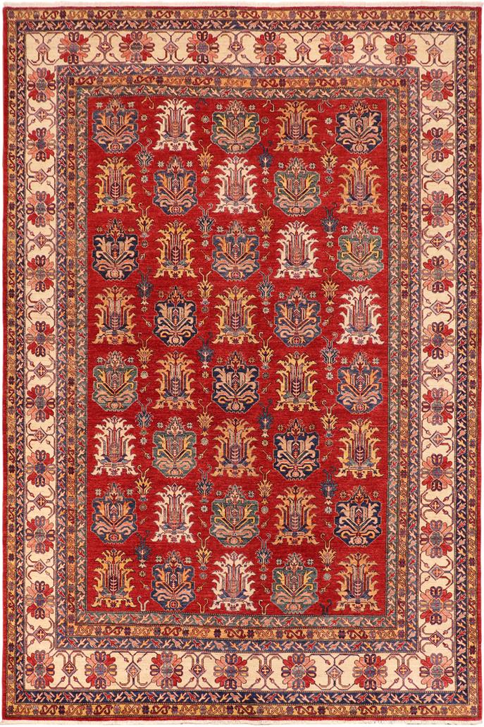 handmade Geometric Super Kazak Red Beige Hand Knotted RECTANGLE 100% WOOL area rug 10X14