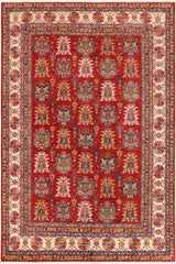 handmade Geometric Super Kazak Red Beige Hand Knotted RECTANGLE 100% WOOL area rug 10X14