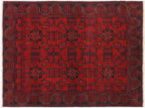 handmade Tribal Biljik Khal Mohammadi Drk. Red Black Hand Knotted RECTANGLE 100% WOOL area rug 4x6
