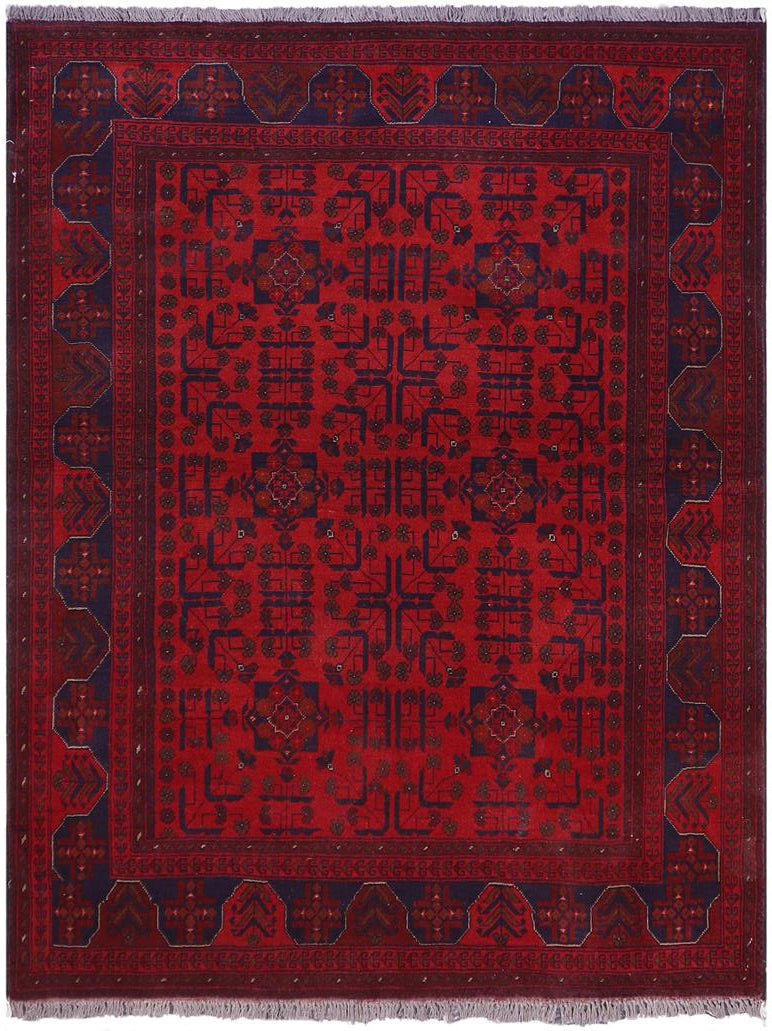 handmade Tribal Biljik Khal Mohammadi Red Blue Hand Knotted RECTANGLE 100% WOOL area rug 5x6