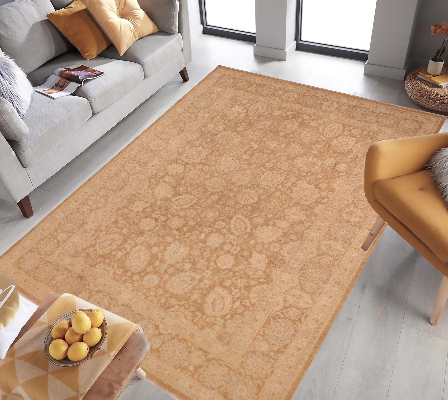 handmade Transitional Kafkaz Brown Beige Hand Knotted RECTANGLE 100% WOOL area rug 10' x 14'