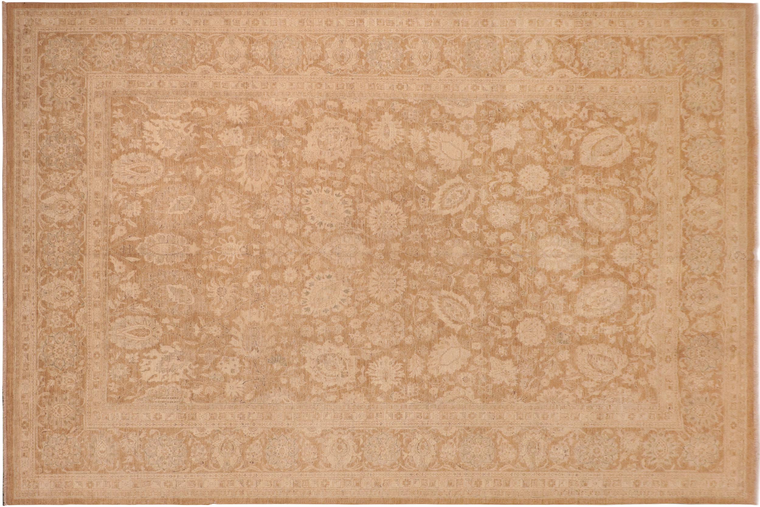 handmade Transitional Kafkaz Brown Beige Hand Knotted RECTANGLE 100% WOOL area rug 10' x 14'