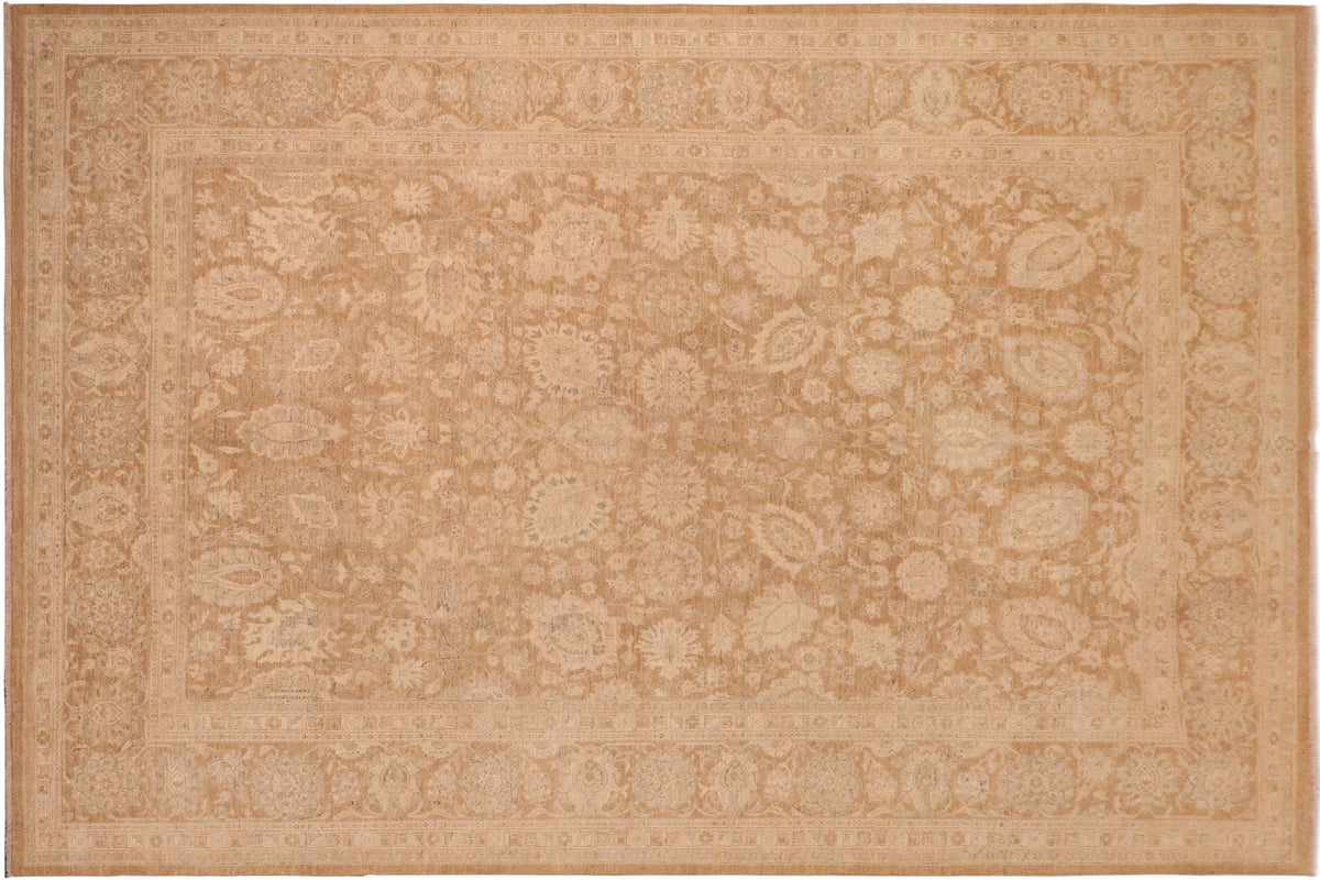 handmade Transitional Kafkaz Brown Beige Hand Knotted RECTANGLE 100% WOOL area rug 10' x 14'
