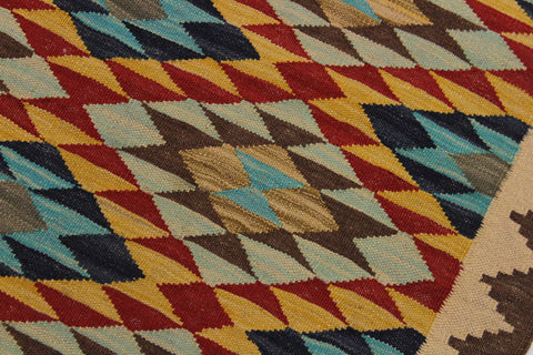 handmade Geometric Kilim Beige Brown Hand-Woven RECTANGLE 100% WOOL area rug 3 x 5