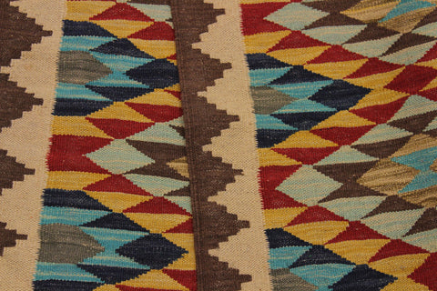 handmade Geometric Kilim Beige Brown Hand-Woven RECTANGLE 100% WOOL area rug 3 x 5