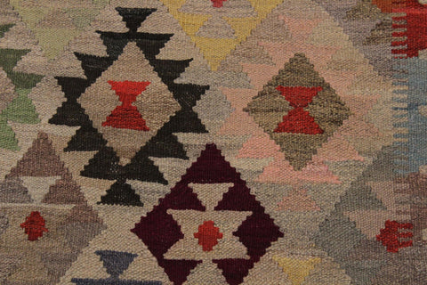 handmade Geometric Kilim Gray Pink Hand-Woven RECTANGLE 100% WOOL area rug 6 x 8