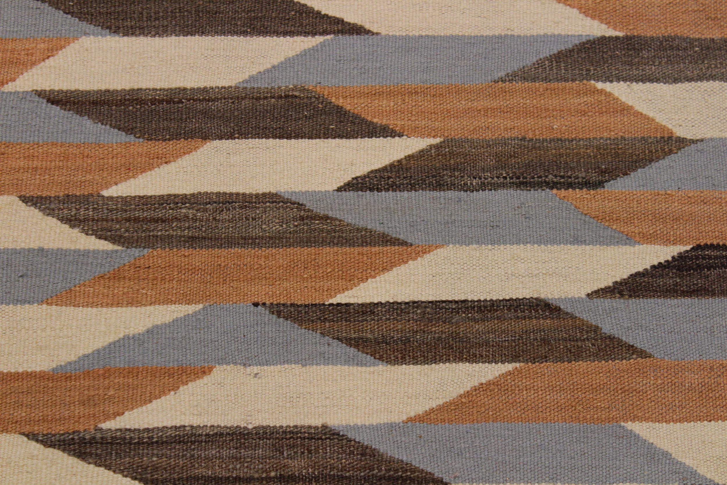 handmade Modern Kilim Ivory Gray Hand-Woven RECTANGLE 100% WOOL area rug 5x7