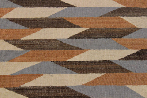 handmade Modern Kilim Ivory Gray Hand-Woven RECTANGLE 100% WOOL area rug 5x7