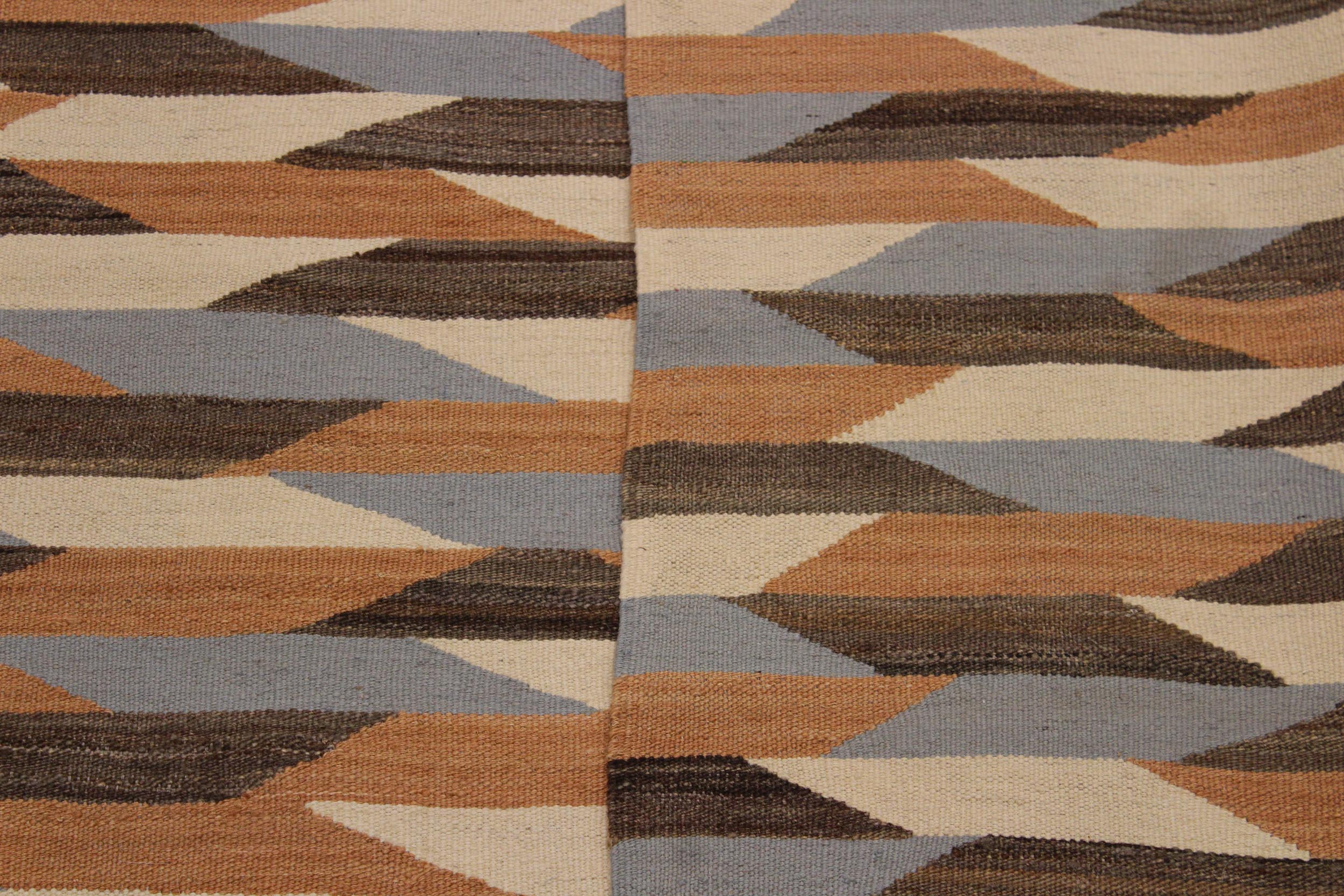 handmade Modern Kilim Ivory Gray Hand-Woven RECTANGLE 100% WOOL area rug 5x7