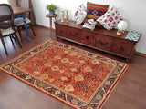 handmade Transitional Kafkaz Red Blue Hand Knotted RECTANGLE 100% WOOL area rug 10 x 14