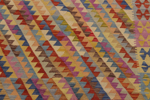 handmade Modern Kilim Brown Blue Hand-Woven RECTANGLE 100% WOOL area rug 7x10