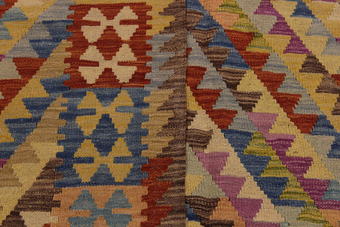 handmade Modern Kilim Brown Blue Hand-Woven RECTANGLE 100% WOOL area rug 7x10