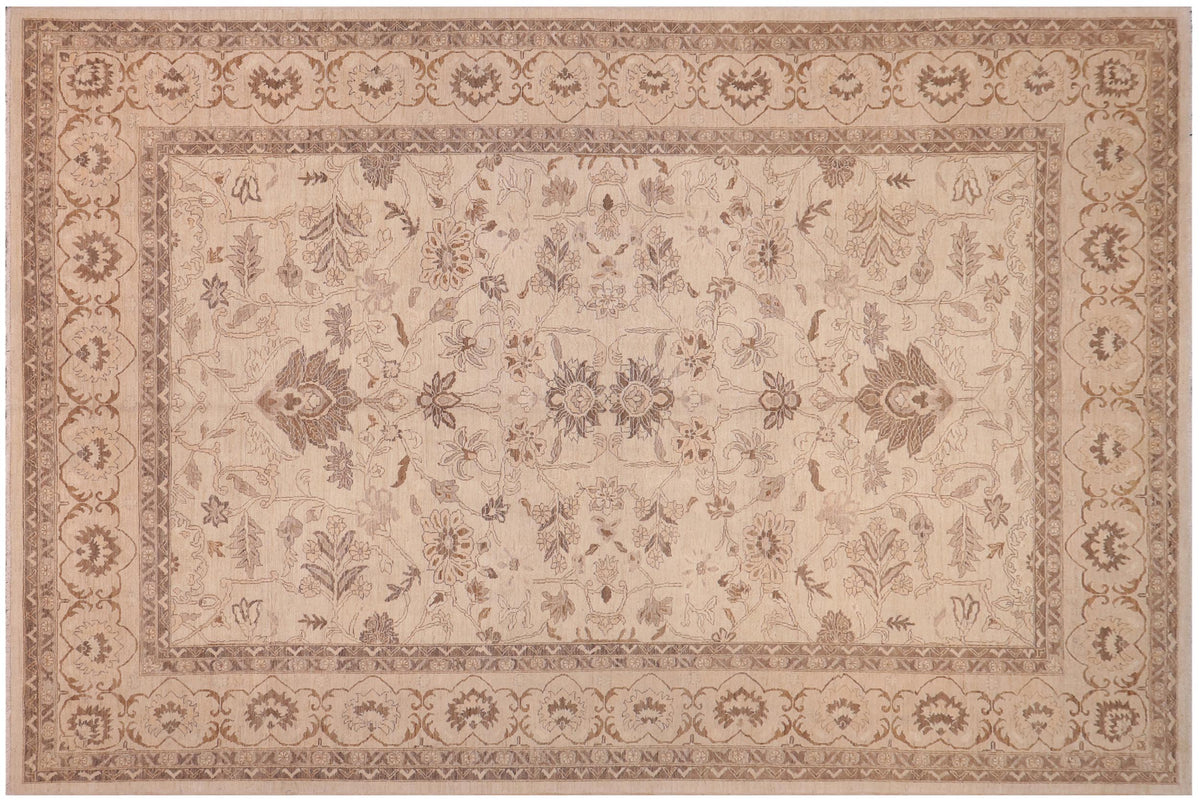 handmade Traditional Kafkaz Ivory Tan Hand Knotted RECTANGLE 100% WOOL area rug 10x14