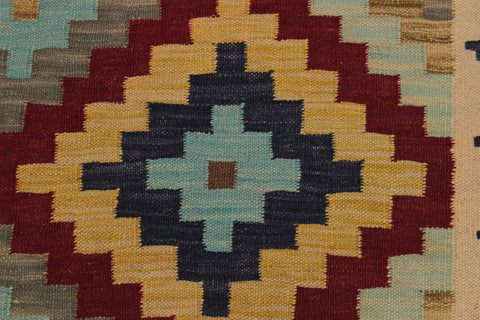 handmade Geometric Kilim Brown Tan Hand-Woven RECTANGLE 100% WOOL area rug 3 x 5
