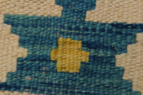 handmade Geometric Kilim Ivory Green Hand-Woven RECTANGLE 100% WOOL area rug 5 x 8