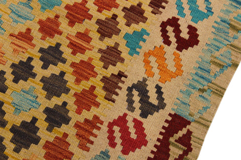handmade Geometric Kilim Beige Red Hand-Woven RECTANGLE 100% WOOL area rug 3 x 5